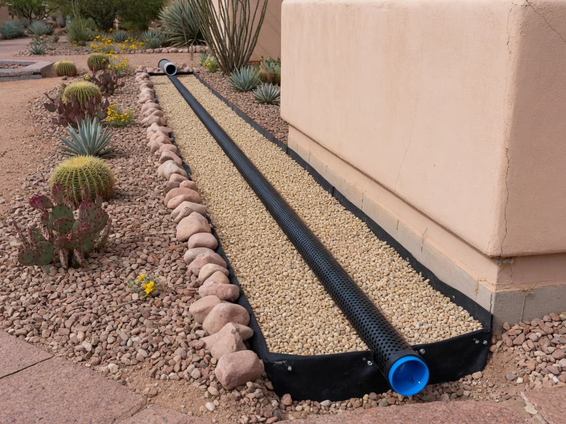French drain · side yard